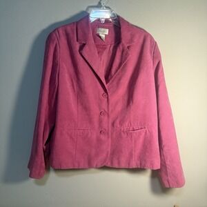 WOMEN'S SOFT FUCHSIA BLAZER JACKET - STUDIO WORKS - SIZE 16 SOFT MICROSUEDE‎
